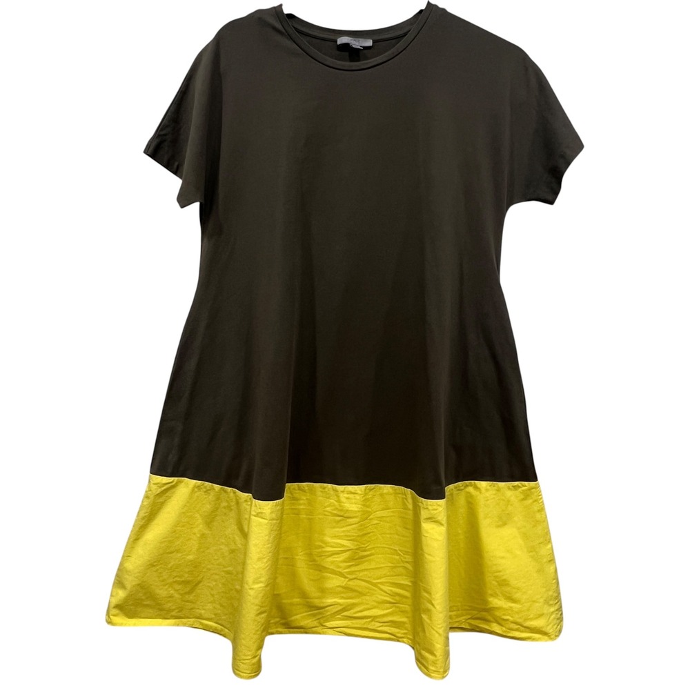 COS Womens Colorblock A-Line Mini Dress Green Yellow Short Sleeve XS Minimalist